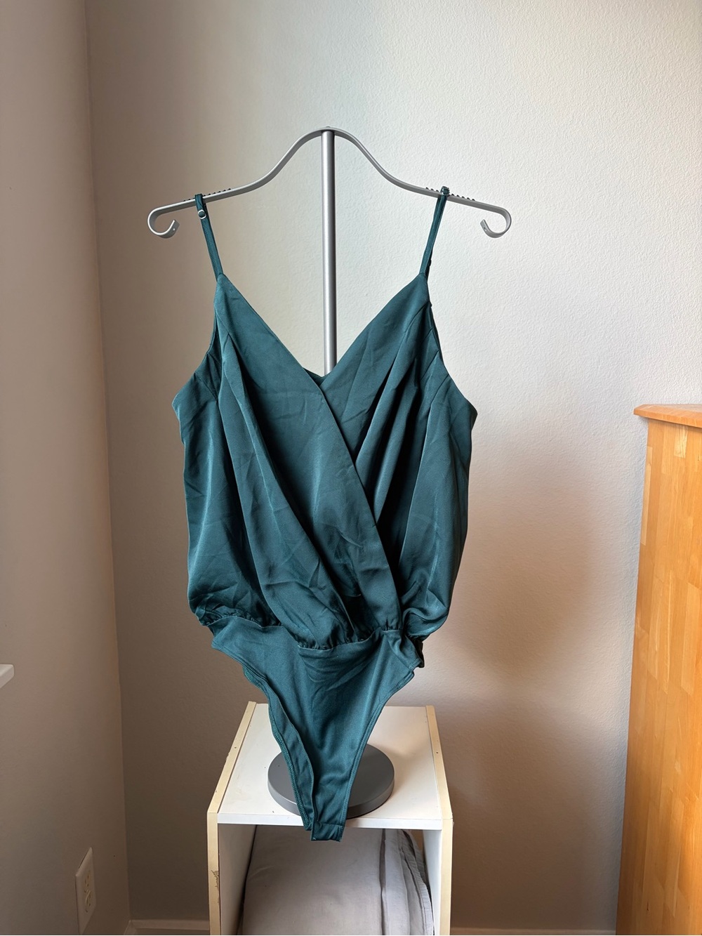 entro Deep Teal Draped Wrap Bodysuit
